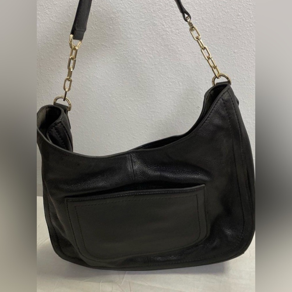 Vintage Tory Burch Black Leather Shoulder Bag with Gold Chain - Picture 3 of 5